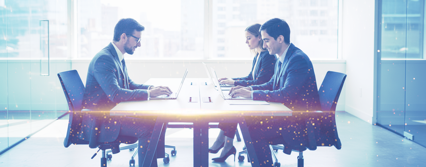 Two attorneys side by side working on litigation documents